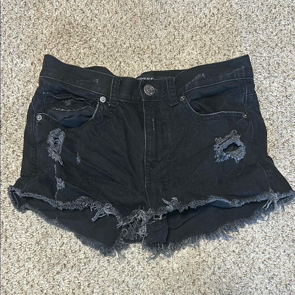 Express Black Distressed Jean Shorts